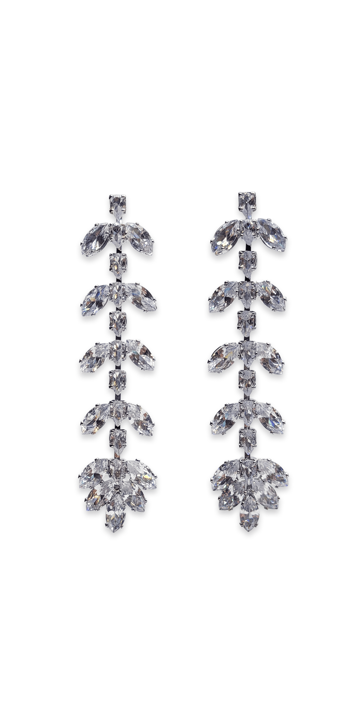 Camille La Vie 5 Tier Leaf Drop Rhinestone Earrings one-size / silver