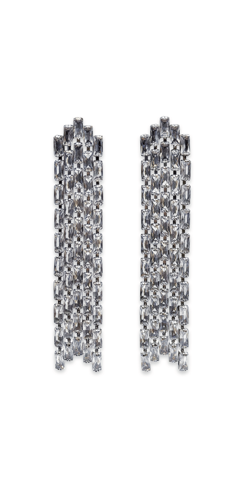 Camille La Vie Baguette Rhinestone 5 Strand Waterfall Earrings one-size / silver