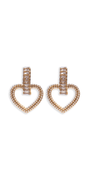 Pearl Heart Drop Earrings with Rhinestone Detail Image 1