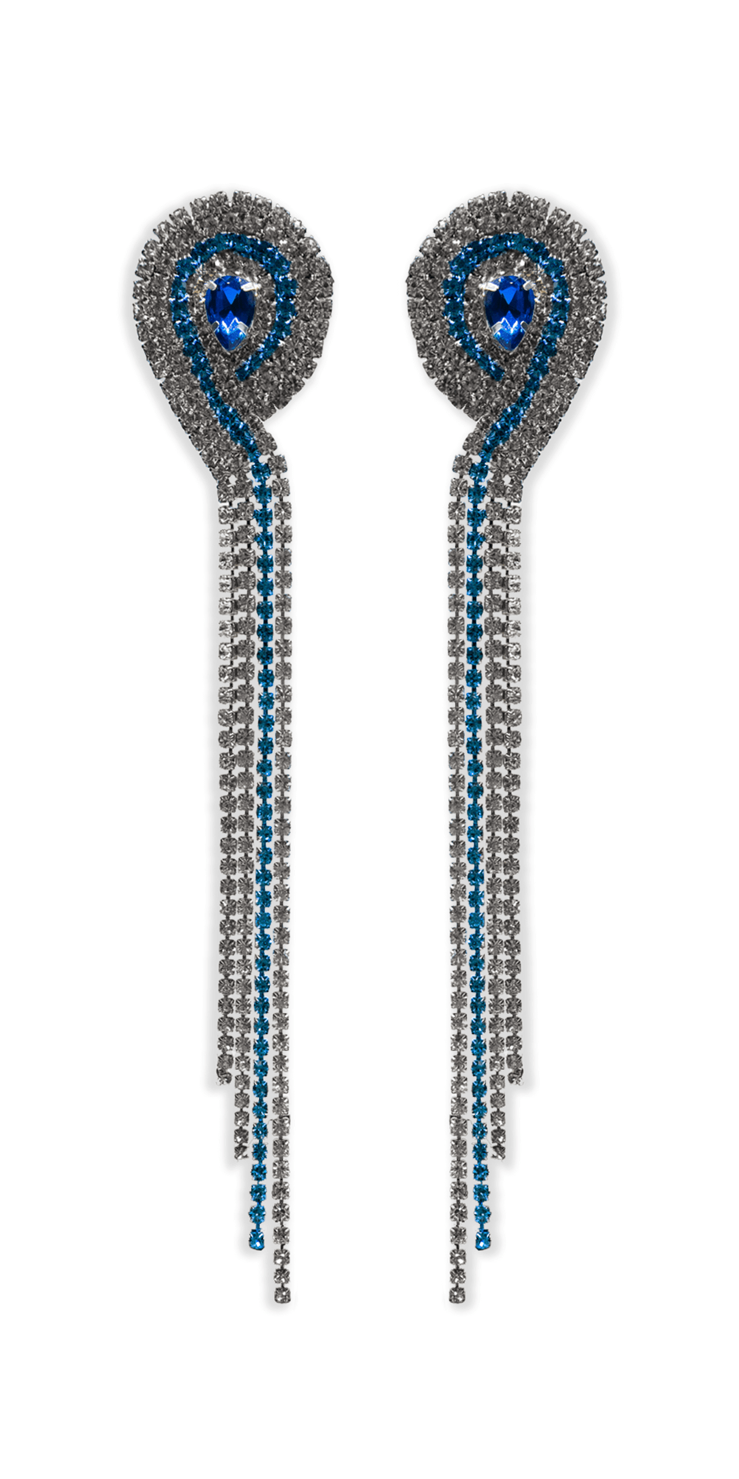 Camille La Vie/ 4 Strand Rhinestone Dangle Earrings/Size OS / blue /Front