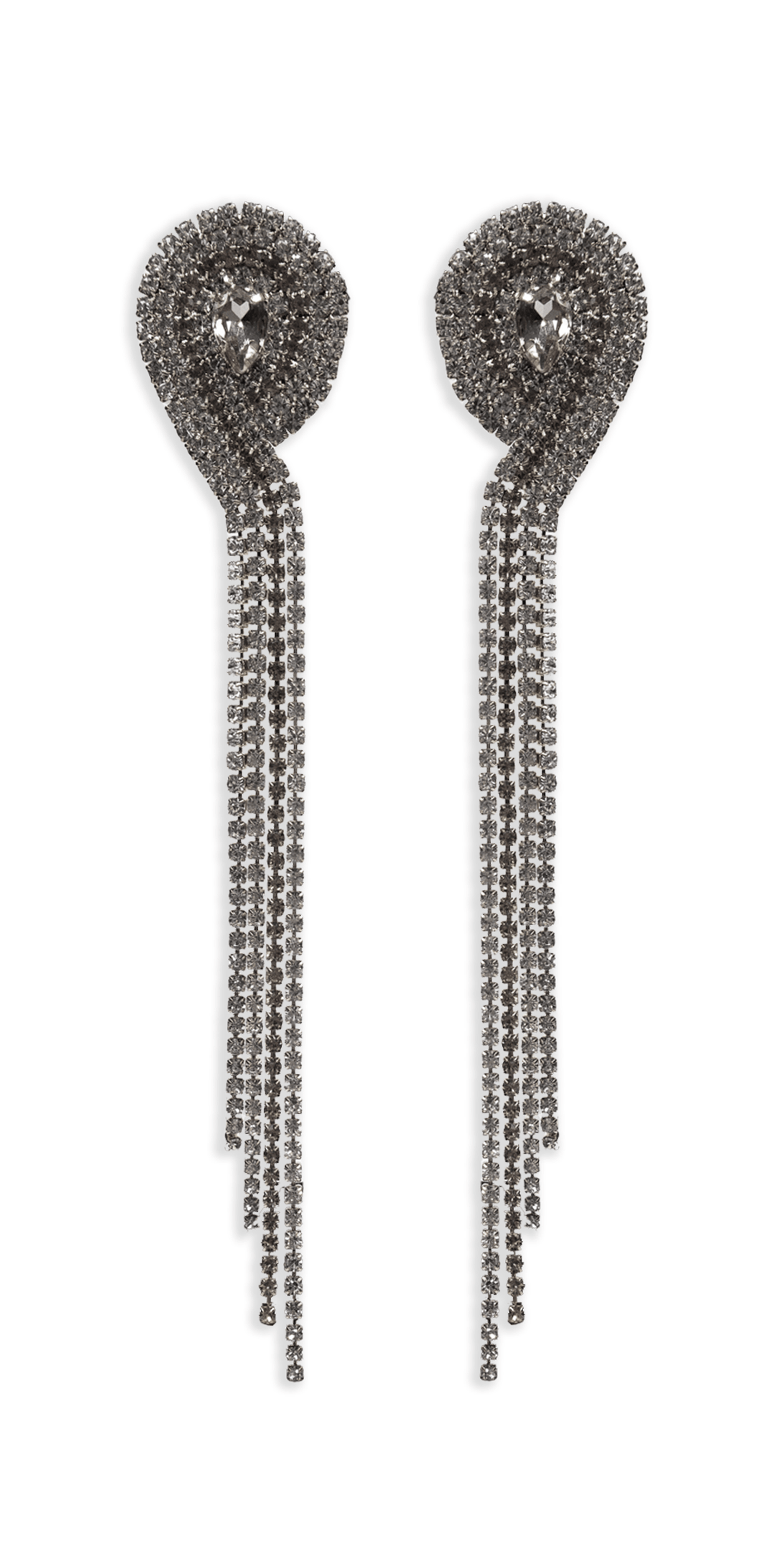 Camille La Vie 4 Strand Rhinestone Dangle Earrings OS / silver