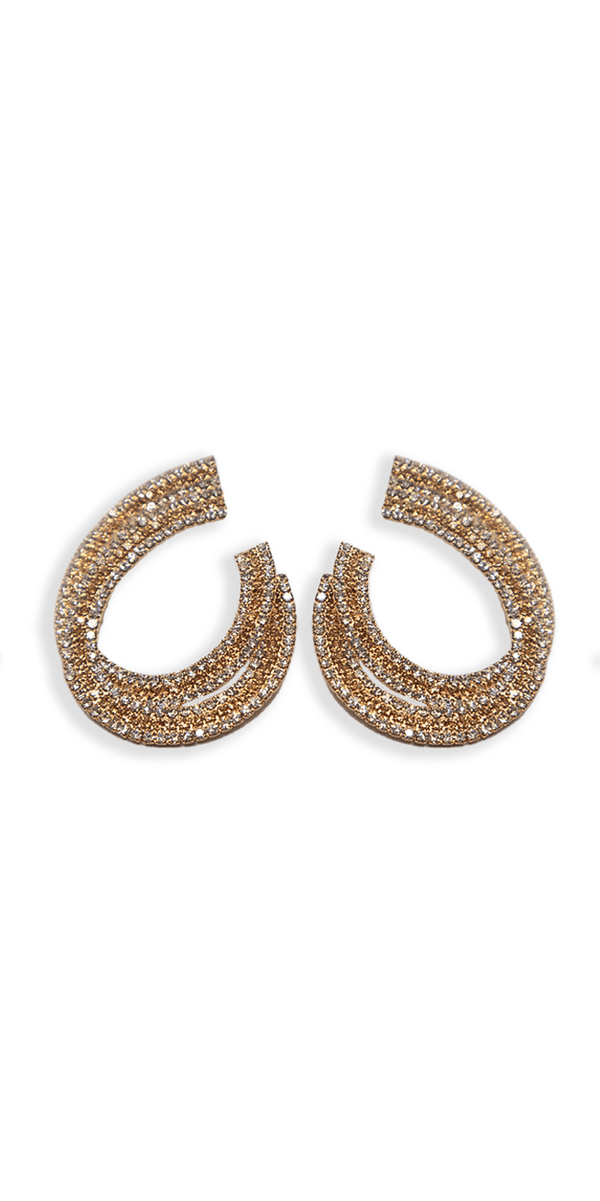 Crystal Double Swirl Rhinestone Earrings Image 2