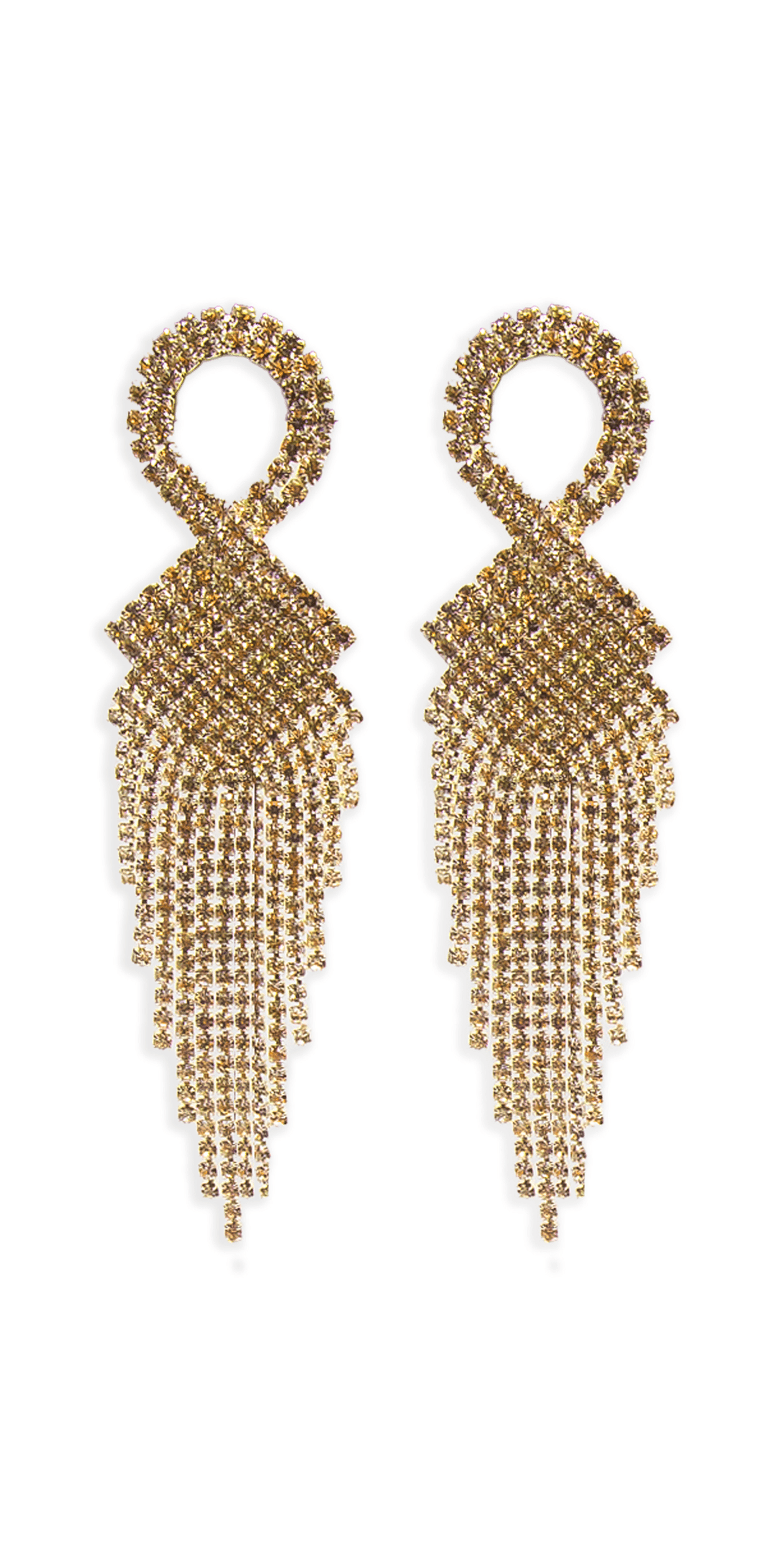 Camille La Vie /Rhinestone Basketweave Ribbon Drop Earrings/ Size OS / gold/ Front