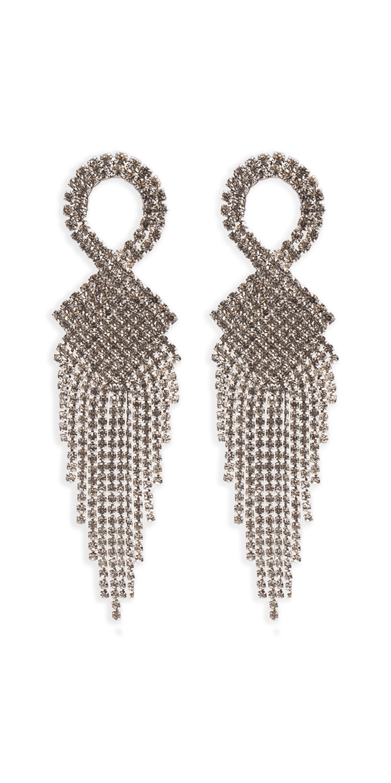 Rhinestone Basketweave Ribbon Drop Earrings Image 2