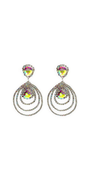 Triple Halo Iridescent Rhinestone Earrings Image 1