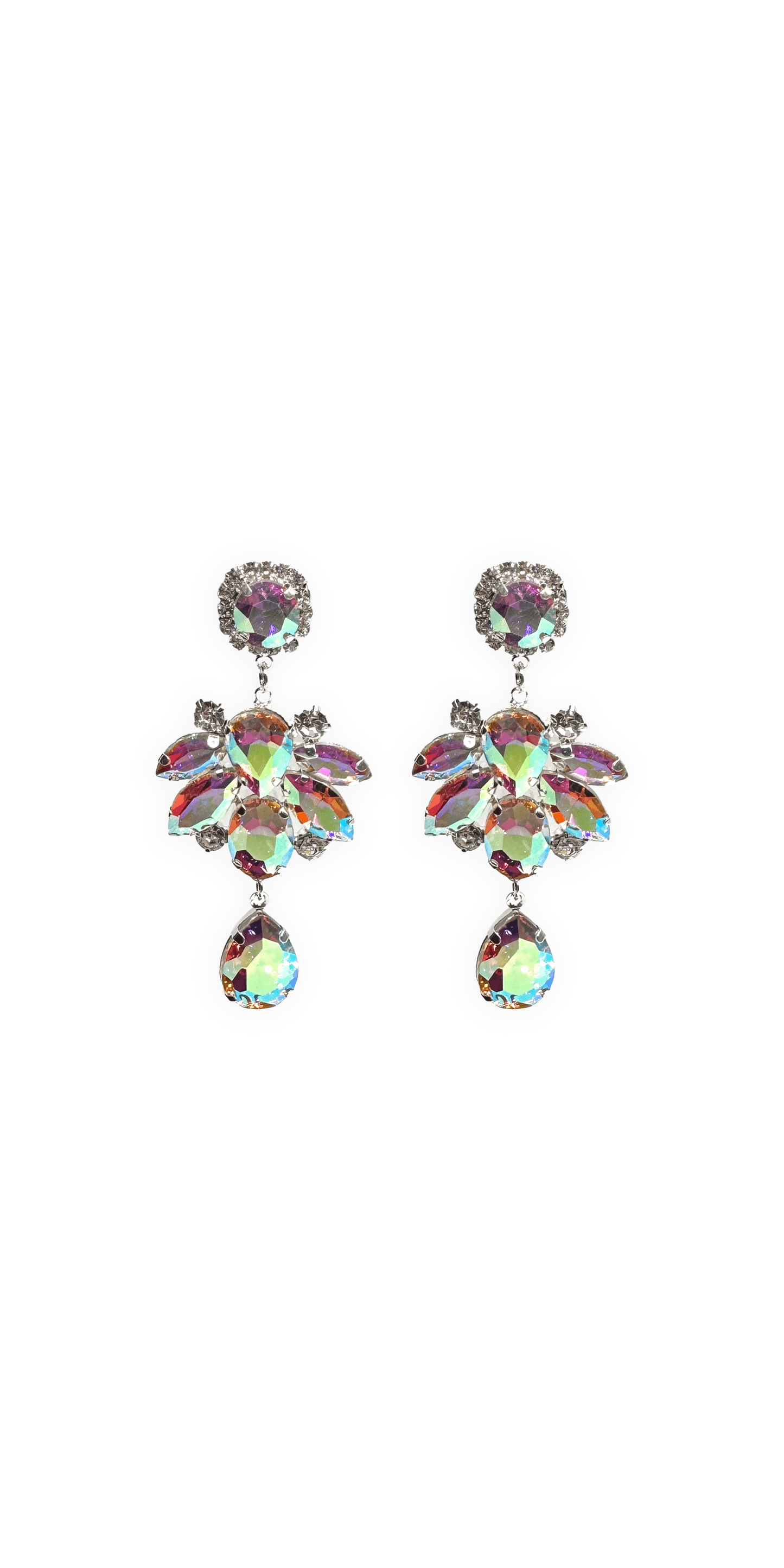 Camille La Vie Chunky Cluster Iridescent Double Drop Earrings one-size / silver