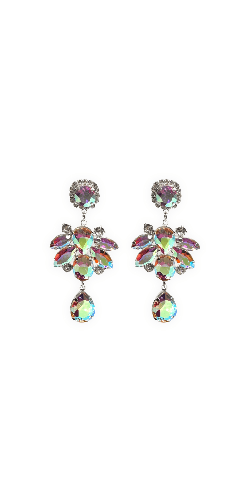 Chunky Cluster Iridescent Double Drop Earrings Image 1