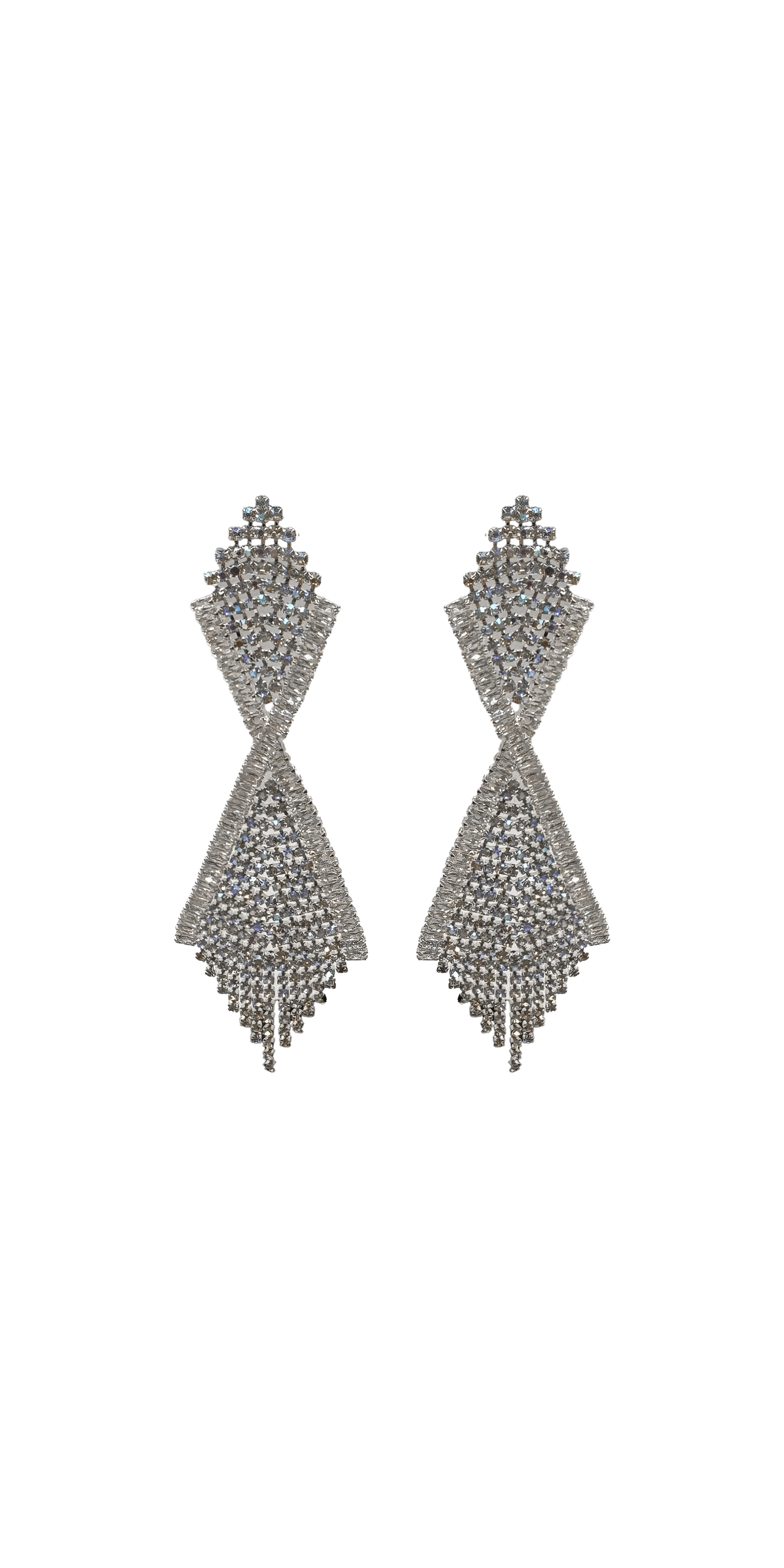 Camille La Vie/ Iridescent Double Diamond Rhinestone Duster Earrings/ OS / silver/front