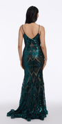 Two Tone Scroll Pattern Stretch Sequin Trumpet Dress Image 2