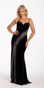 Velvet Sweetheart Slip Dress with Crystal Stones Image 4