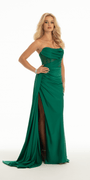 Sweetheart Jersey Corset Column Dress with Side Drape Image 3