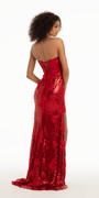 Sequin Corset Lace Up Back Column Dress with Side Slit Image 3