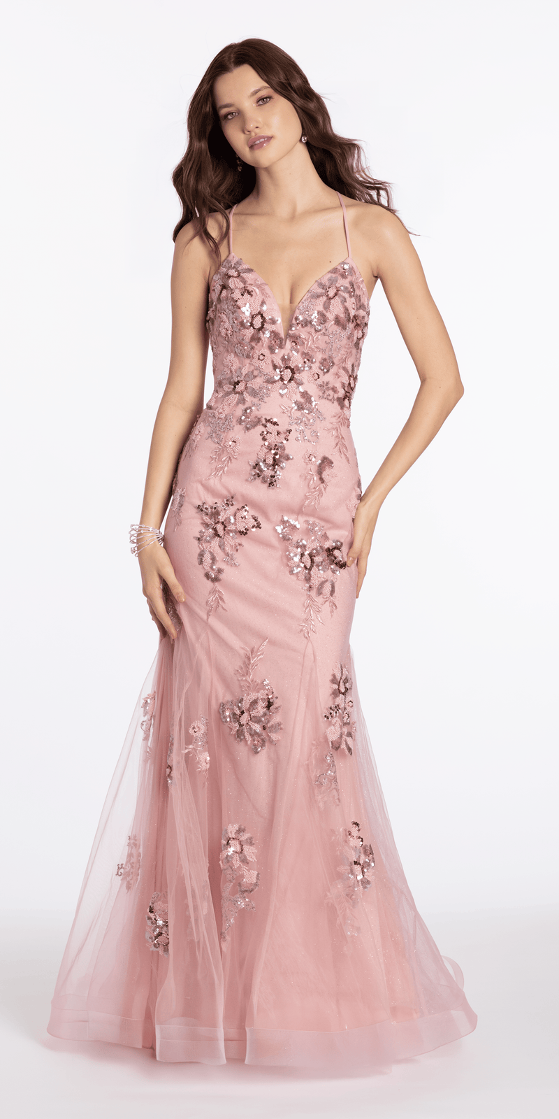 rose embroidered mesh dress Misty Rose Draped Floral Mesh Strapless Mini Dress Soft Pink / M