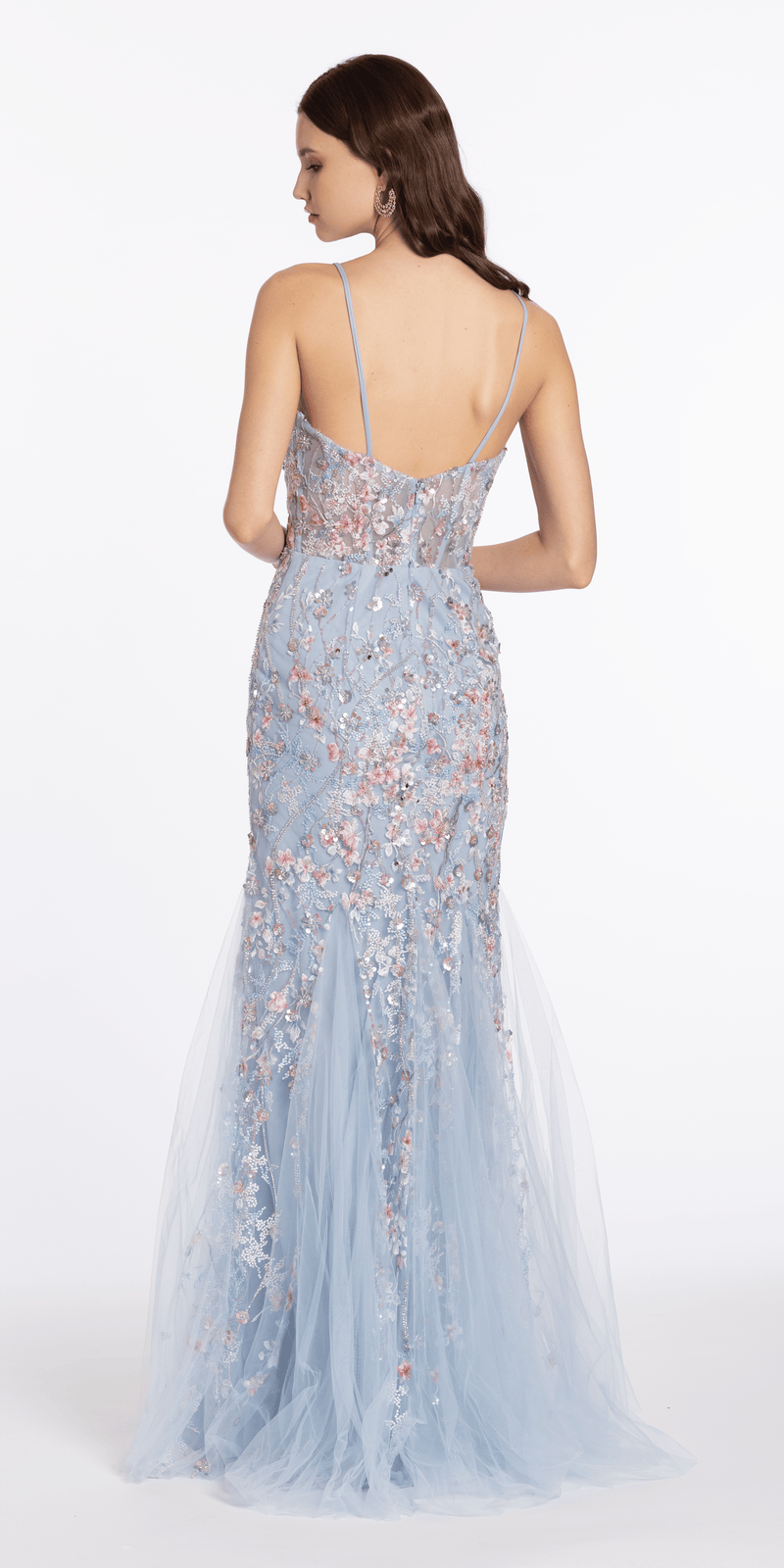 blue-multi/size/4/missy/Camille La Vie/3 D Cherry Blossom Mesh Mermaid Dress Godets/back