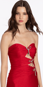 red/size/4/missy/Camille La Vie/Glitter Knit Strapless Triple Bow Peek-a-Boo Column Dress/close up
