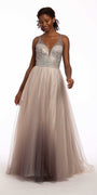 Beaded Ombre Glitter Mesh Ballgown Image 1