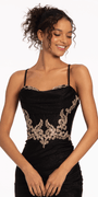 Glitter Knit Lace Up Back Dress with Side Slit Image 1