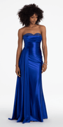Sweetheart Sparkle Stretch Satin Column Dress with Side Drape Image 2
