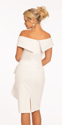 Off the Shoulder Midi Scuba Dress with Side Cascade Image 4