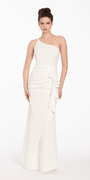 Scuba One Shoulder Column Dress with Side Ruffle Image 1