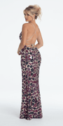 Strappy Back Sequin Daisy Column Dress with Side Slit Image 5