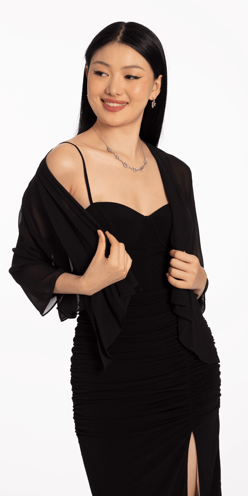 Chiffon Drape Front Jacket with Sleeves Image 2