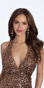 Sequin Halter Tie Back Column Dress Image 2