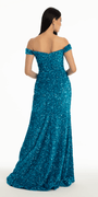 Velvet Sequin Off the Shoulder Cut Out Trumpet Dress Image 3
