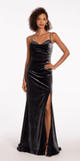 Beaded Sweetheart Velvet Trumpet Dress with Side Slit Image 1