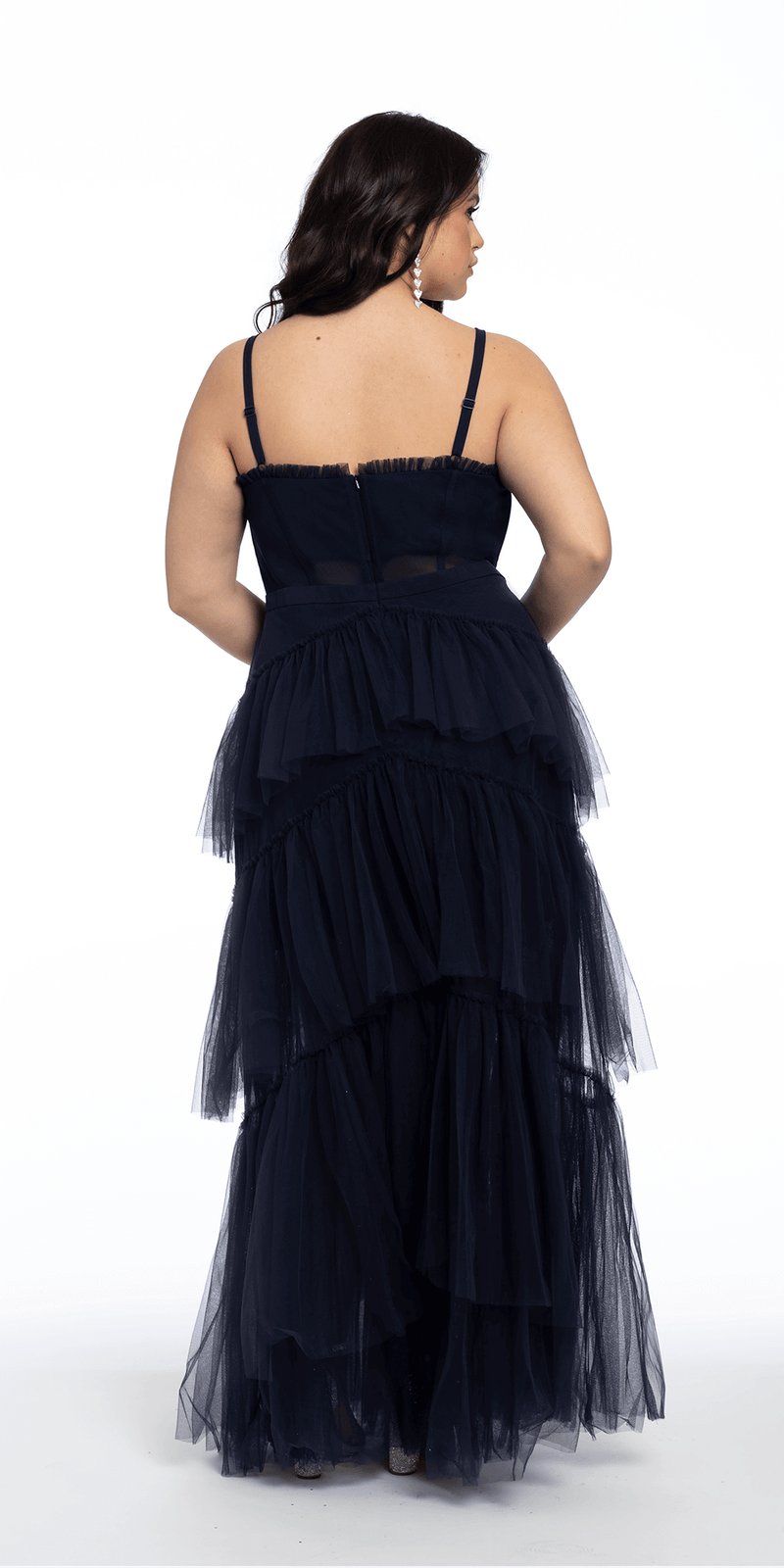 Sheer Mesh Corset Tiered A Line Dress Image 7