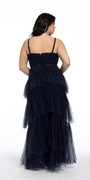 Sheer Mesh Corset Tiered A Line Dress Image 7