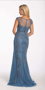 Lace Cap Sleeve Beaded Sheath Dress Image 4