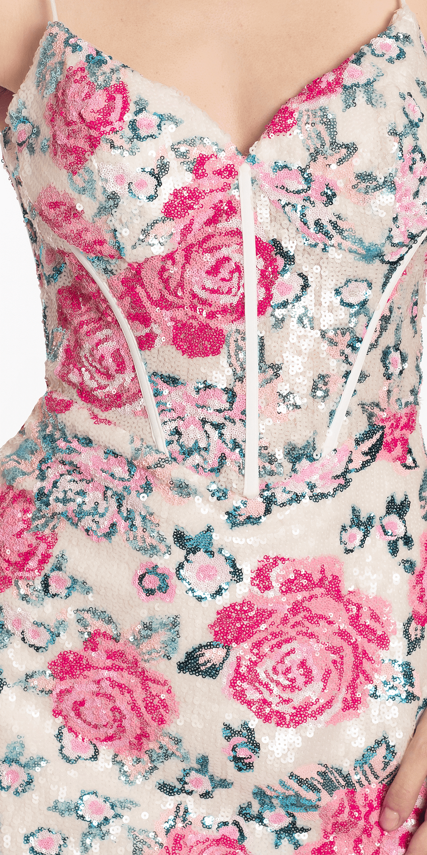 Camille La Vie Sequin Floral Sweetheart Corset Bodycon Dress