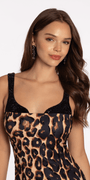 Animal Print Scuba Tank Bodycon Dress with Beading Image 3