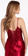 Sequin Sweetheart Satin Lace Up Back Bodycon Dress Image 3