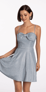 Glitter Knit Bow Front Fit and Flare Dress Image 1