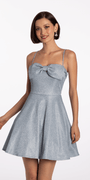 Glitter Knit Bow Front Fit and Flare Dress Image 3