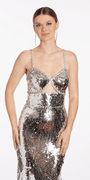 Rhinestone Sweetheart Keyhole Column Dress with Paillettes Image 3