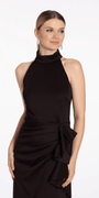 Scuba Mock Neck Midi Dress with Side Cascade Image 2