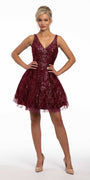 Sequin Glitter Criss Cross Fit and Flare Dress Image 3