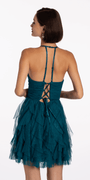 Scoop Neck Glitter Fit and Flare Dress with Tendrils Image 5