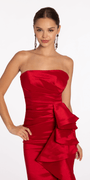 Strapless Taffeta Side Cascade Trumpet Dress with Sweep Train Image 2
