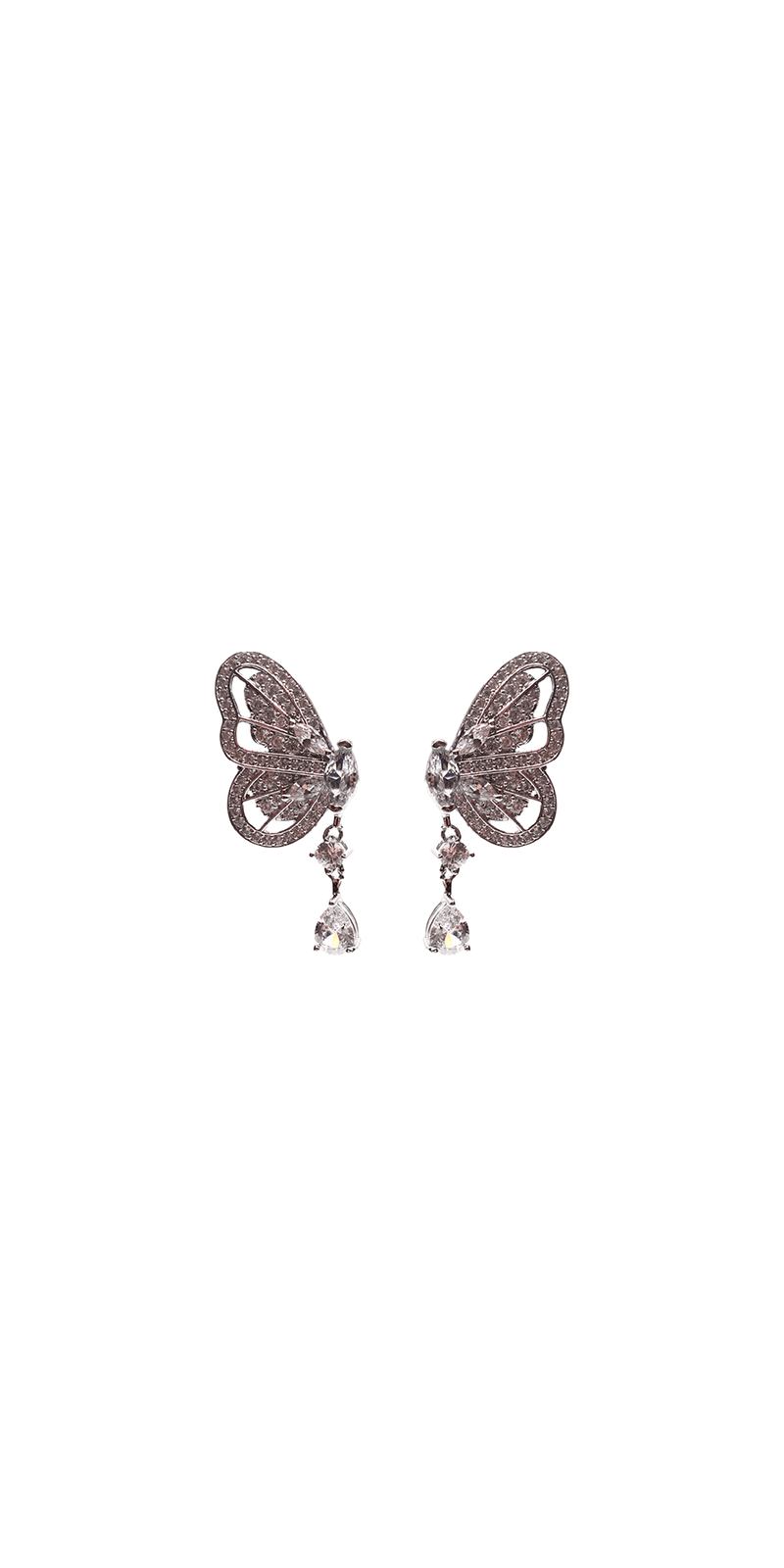 Cubic Zirconia Butterfly Drop Earrings Image 1
