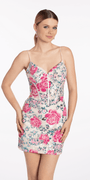Sequin Floral Sweetheart Corset Bodycon Dress Image 2