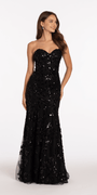 Strapless Sweetheart Floral Sequin Trumpet Dress Image 4