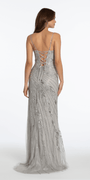 Mesh Metallic Embroidered Sweetheart Column Dress Image 5