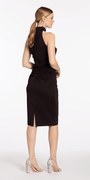 Scuba Mock Neck Midi Dress with Side Cascade Image 3