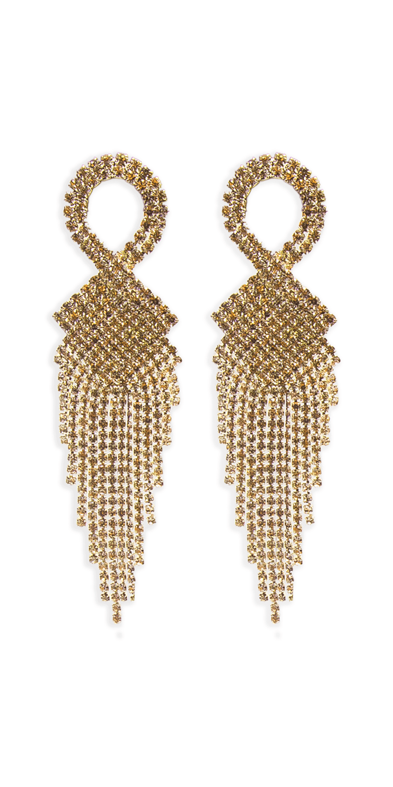 Rhinestone Basketweave Ribbon Drop Earrings Image 1