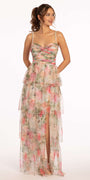 Floral Mesh Sweetheart Tiered Dress with Keyhole Image 3