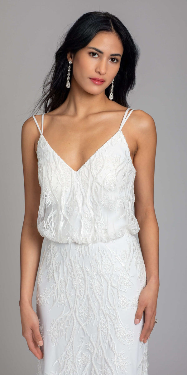 Strappy Back Beaded Embellished Blouson Dress Image 2